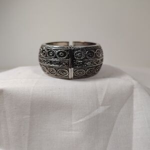 Intricate Textured Silver Cuff Bracelet